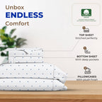 Thread Spread 100% Egyptian Cotton Printed Bed Sheets - 600 Thread Count 4 Pc King Sheet Set, Hotel Luxury Sateen Bedsheets, 16' Deep Pocket Soft Cooling Sheets For King Size Bed - Polka Dot - Navy