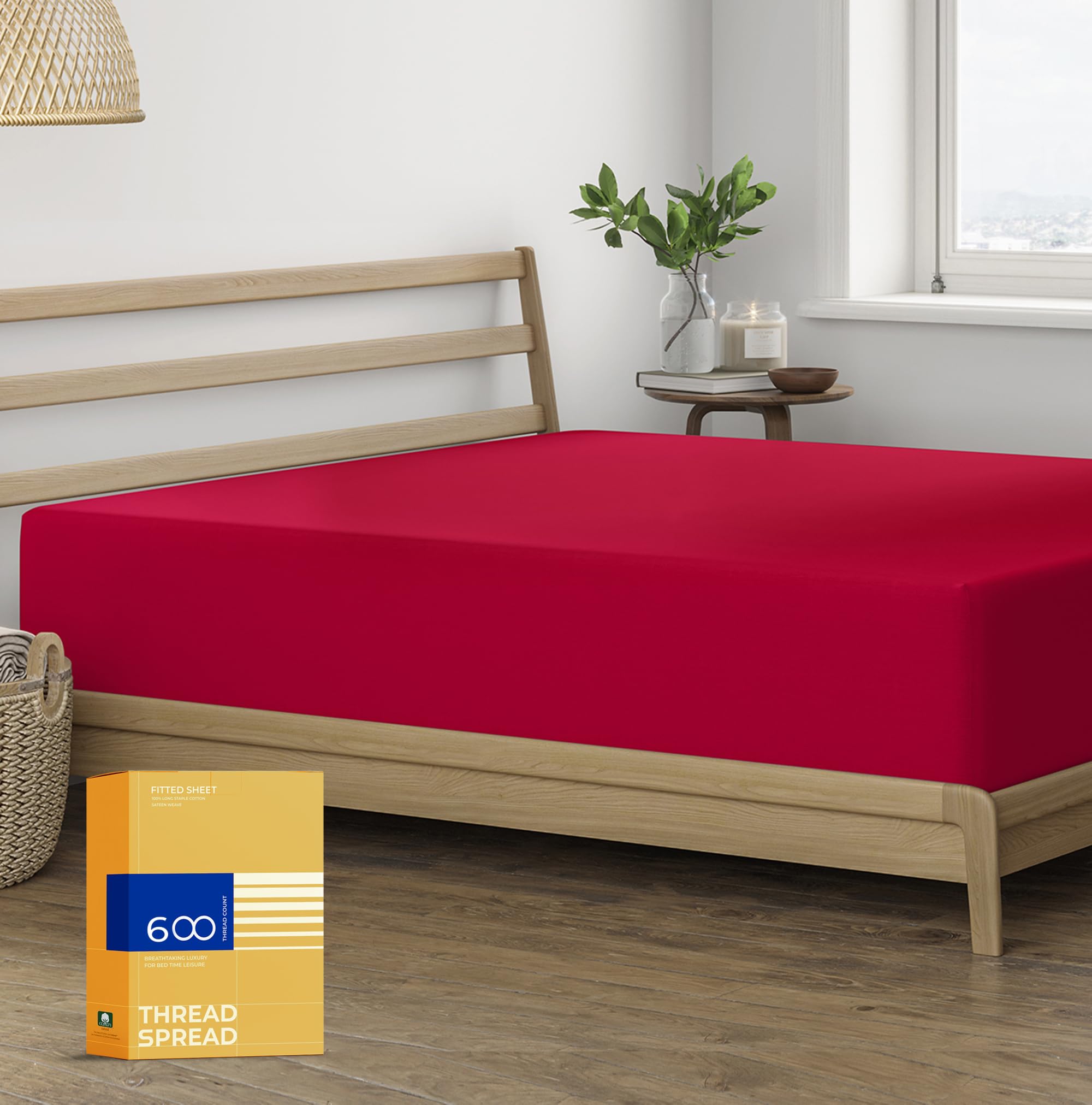 Thread Spread Egyptian Cotton Twin Xl Fitted Sheet Only - 100% Cotton 600 Thread Count Deep Pocket Fitted Sheet Twin Xl, Cooling