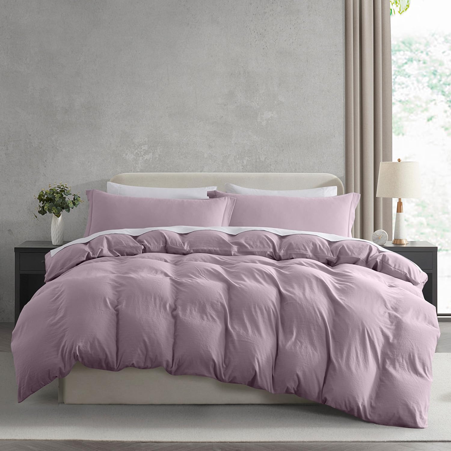 Nestl Twin Duvet Cover Set - Soft Prewashed Dusty Purple Duvet Cover Twin/Twin Xl, 2 Piece, With Zipper Closure, 1 Duvet Cover 68X90 Inches And 1 Pillow Sham - No Comforter