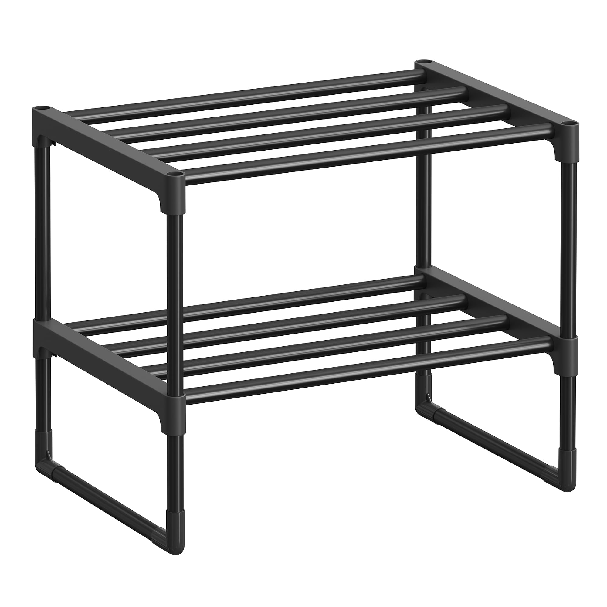 SONGMICS Shoe Rack, 2-Tier Shoe Organizer, Metal Storage Shelf, Upright or Upside Down, for 3-6 Pairs, Stackable, for Entryway, 