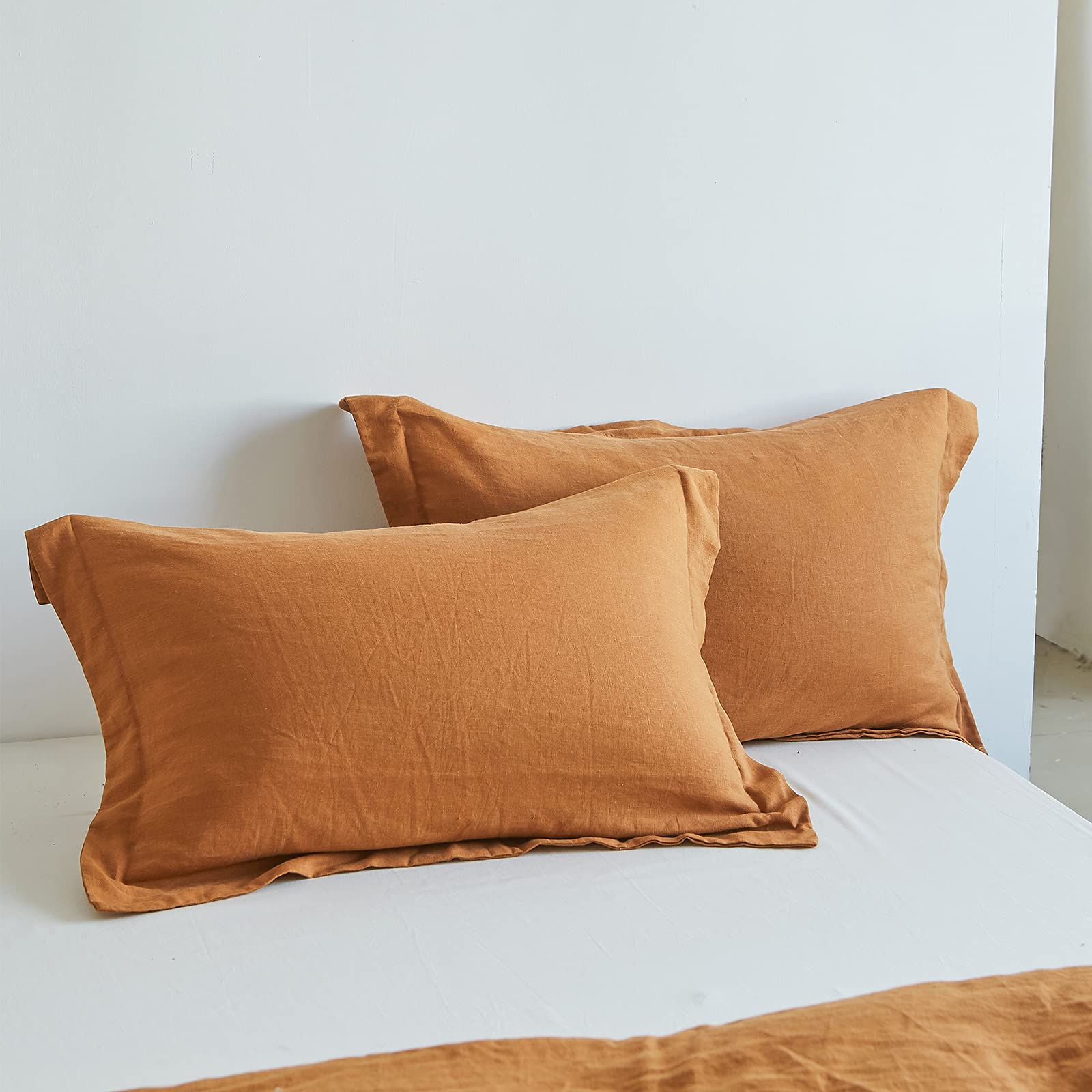 Simple&Opulence 100% Belgian Linen Pillow Shams -Set Of 2, King Size - Basic Style Breathable Pure Linen Suitable For Home - Sof