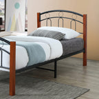 Better Home Products Empire Twin Size Platform Metal Bed Frame in Black Cherry