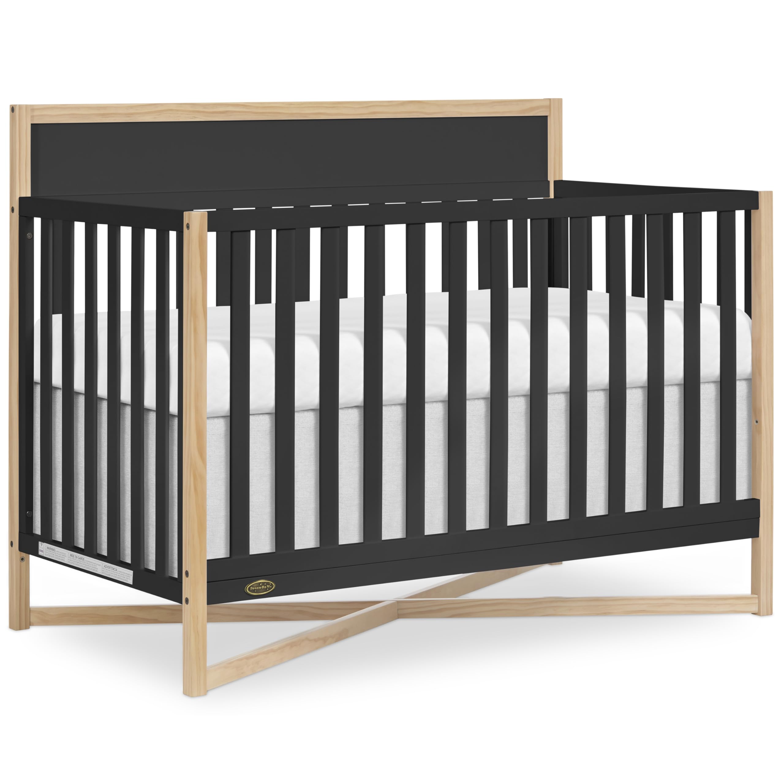 Dream On Me Owen 5-in-1 Convertible Crib in White Oak, Greenguard Gold & JPMA Certified Baby Crib, Converts from Crib to Toddler