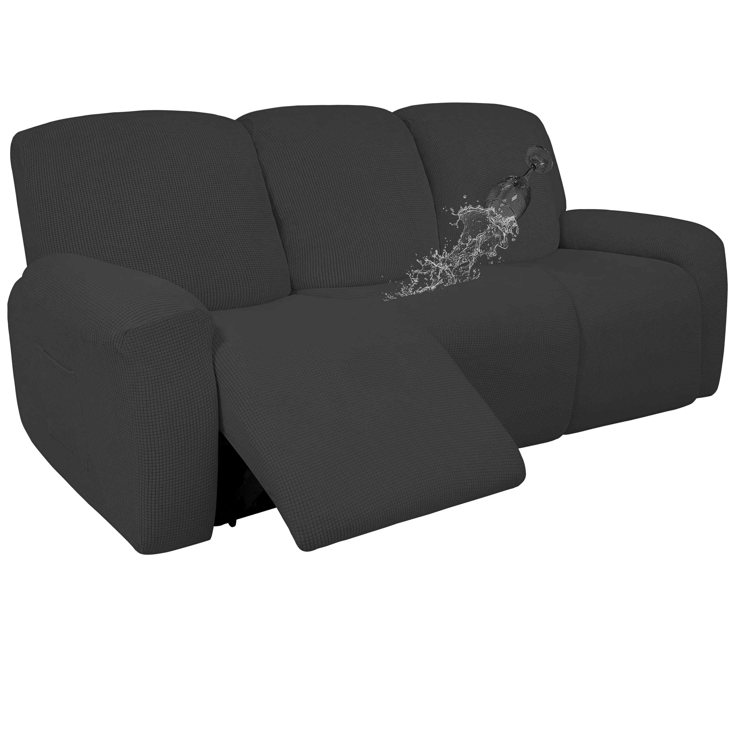 Easy-Going 100% Dual Waterproof Recliner Sofa Cover, 8-Pieces Stretch Relining Couch Cover With Pocket, Jacquard 3 Seat Sofa Sli