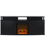 Ameriwood Home Carson Fireplace TV Stand Black Wood for TVs up to 70 Inch