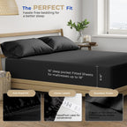 Thread Spread 100% Cotton Split King Sheets For Adjustable Bed - 400 Thread Count 5 Pc Sateen Split Sheet Set, Soft, Breathable Cooling Cotton Sheets - 16' Deep Pocket Split King Sheet (Black)