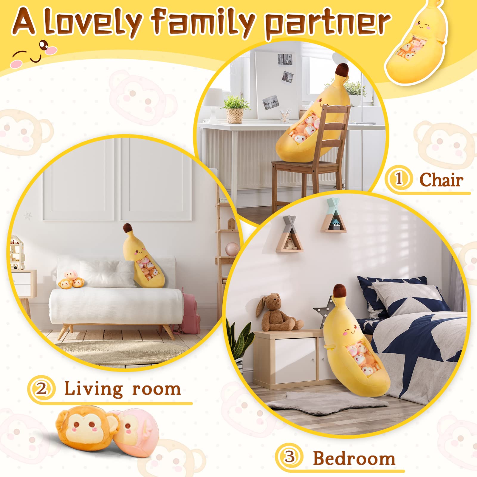 Cute Throw Pillow Stuffed Banana Toys Kawaii Banana Plush Avocado Stuffed Animal Carrot Removable Fluffy Creative Gifts Cat Paw