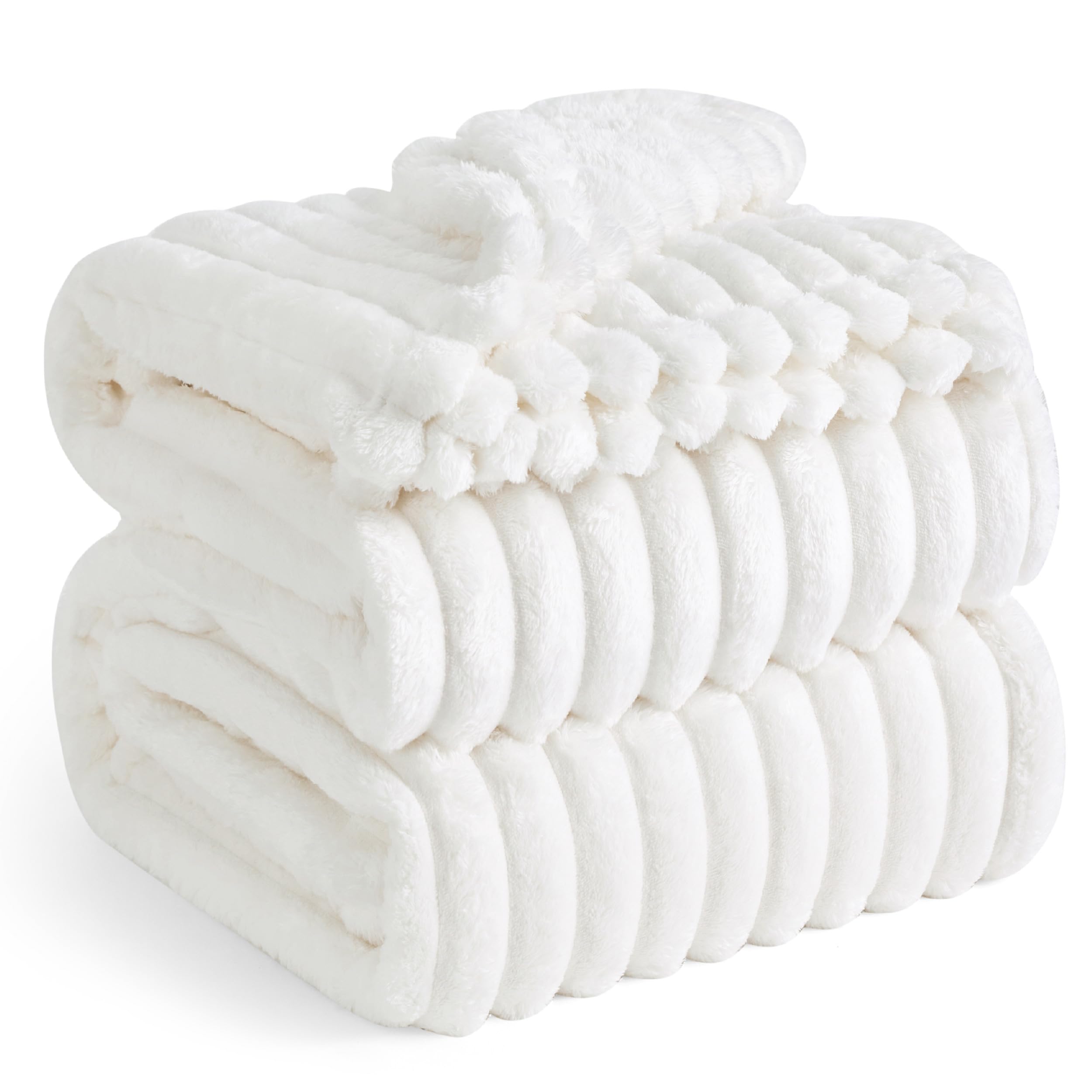 Bedsure White Fleece Queen Blanket For Couch - Super Soft Cozy Blankets For Women, Cute Small Blanket For Girls, 90X90 Inches