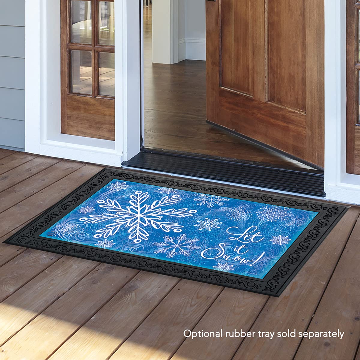 Briarwood Lane Glistening Snowflakes Winter Doormat Let It Snow Indoor Outdoor 30' X 18'