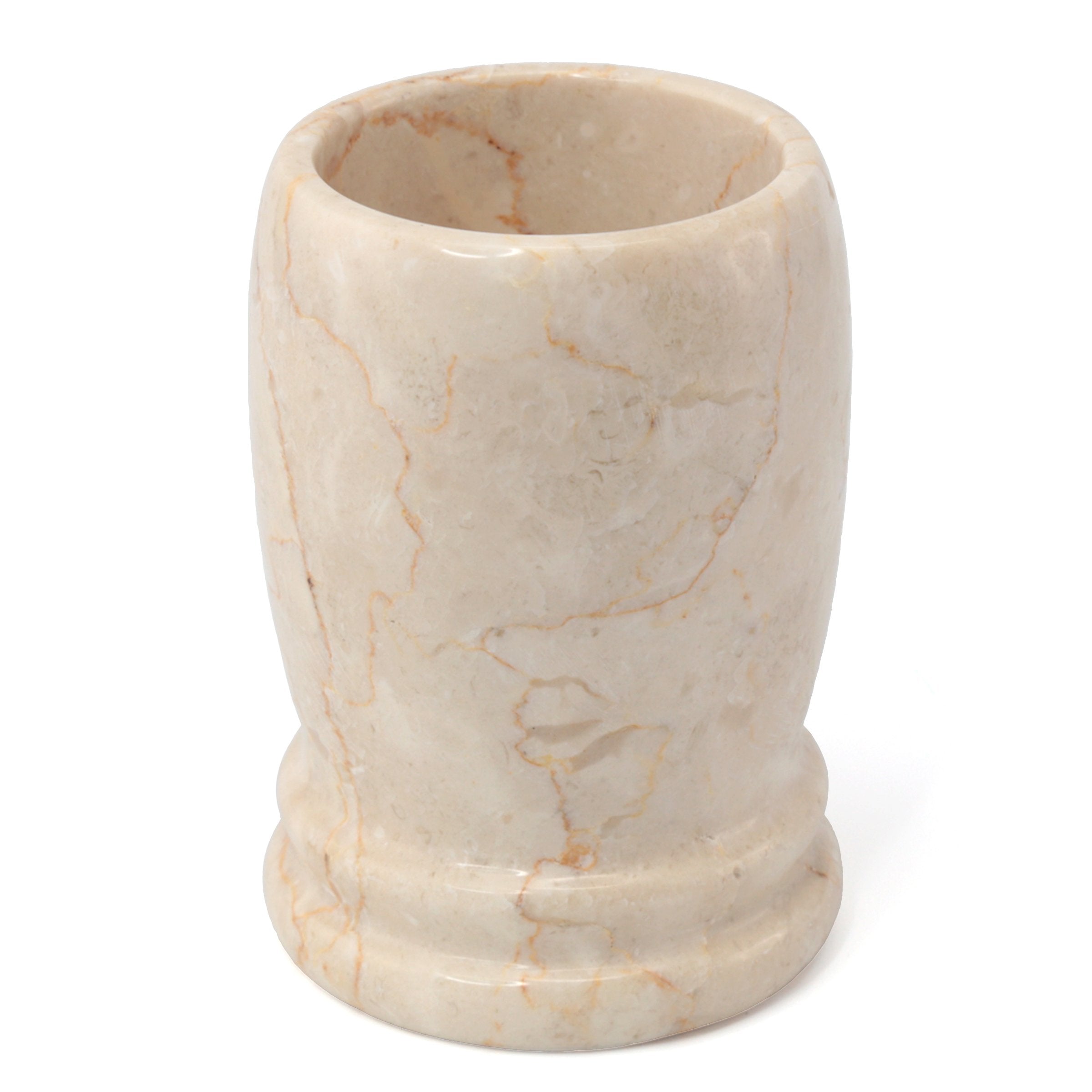 Creative Home Natural Champagne Marble Double Ring Collection Tumbler Toothbrush Holder Makeup Brush Holder Bathroom Vanity Coun