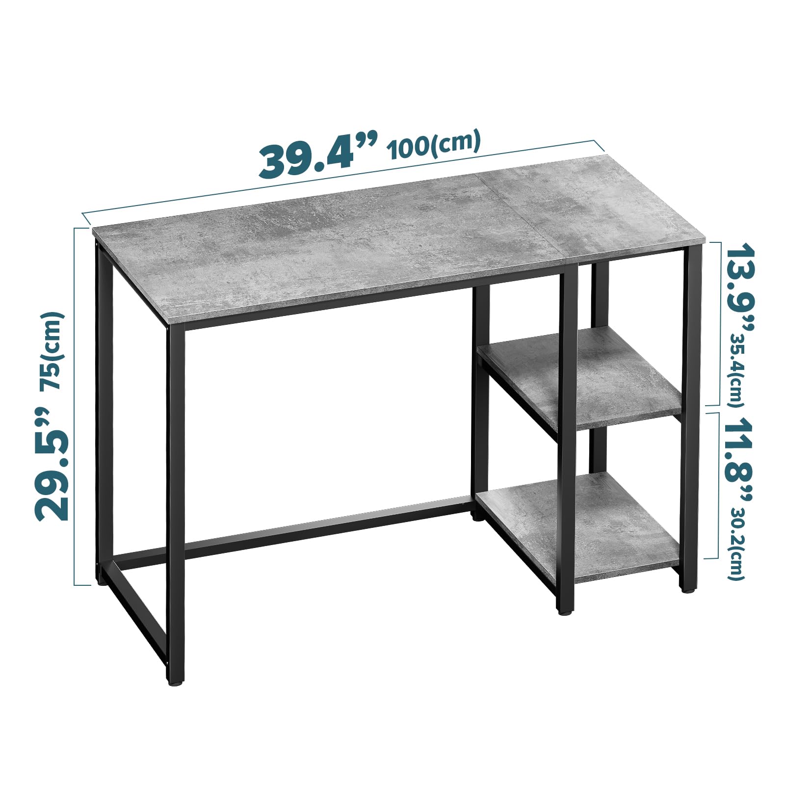 SINPAID Computer Desk MAGIC-100GRAY-CD-24-US 40-inch Engineered Wood Grey