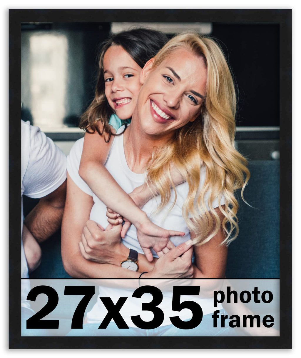 27x35 Frame Black Picture Frame - Complete Modern Photo Frame Includes UV Acrylic Shatter Guard Front, Acid Free Foam Backing Bo
