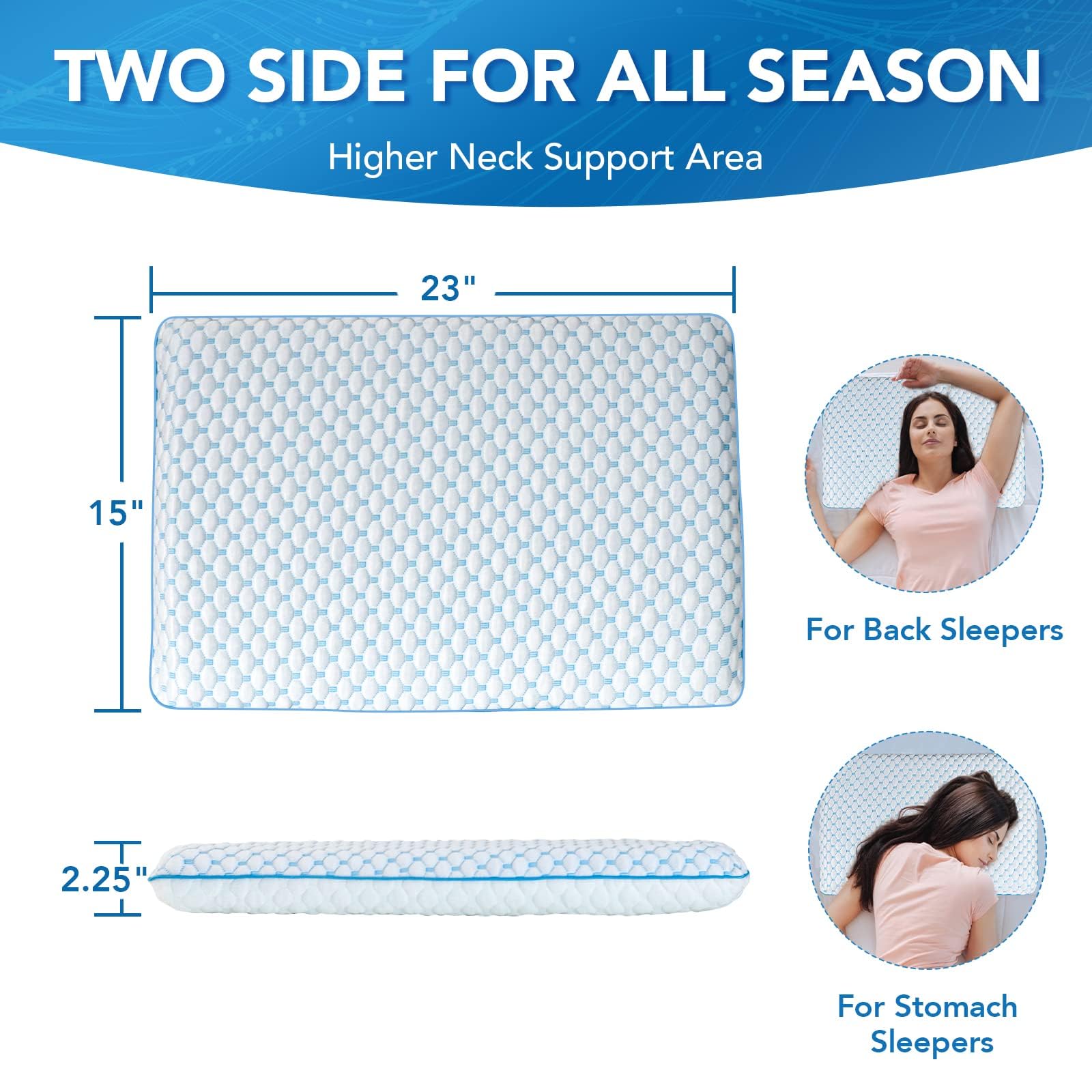Ultra Thin Pillow For Sleeping- Cooling Gel Flat Pillow For Stomach And Back Sleepers, Slim Stomach Sleeping Pillow For Shoulder