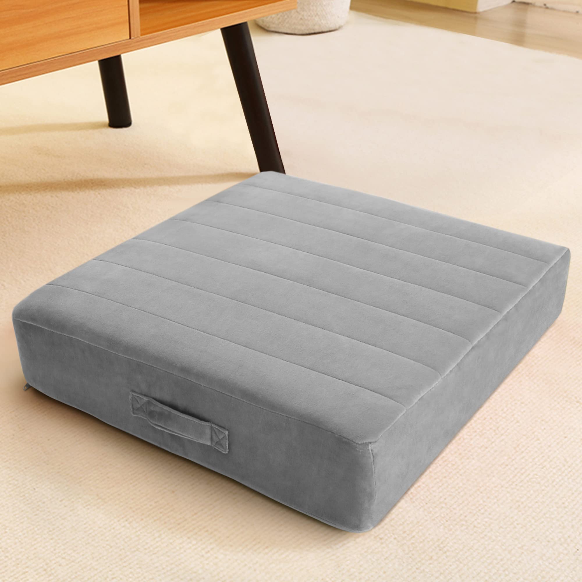 MeMoreCool Square Floor Pillow Seating for Adults Kids, Large Meditation Cushion Floor Pillow with Thick Foam & Soft Tufted Cove