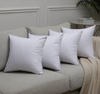 Kingnex 4 Pack Feather Proof Pillow Protectors, 22x22 Waterproof Covers for Goose Down Square Throw Pillows, White