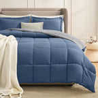 Homelike Moment Twin Comforter Set Blue/Grey, Lightweight Reversible Comforter Twin Size Bed Sets, Soft Down Alternative Bed Com