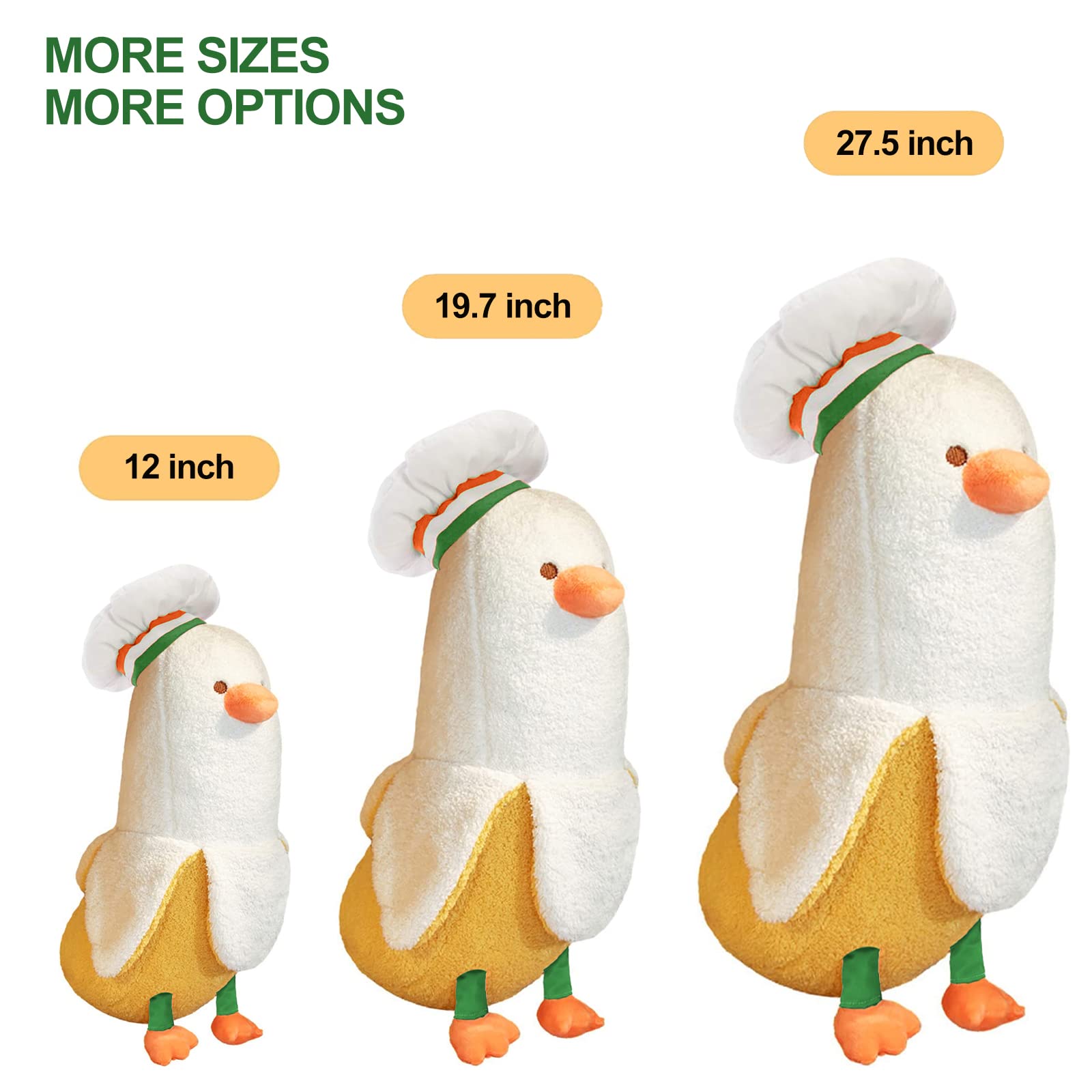 PEACH CAT Chef Banana Duck Plush Pillow 12 inch White