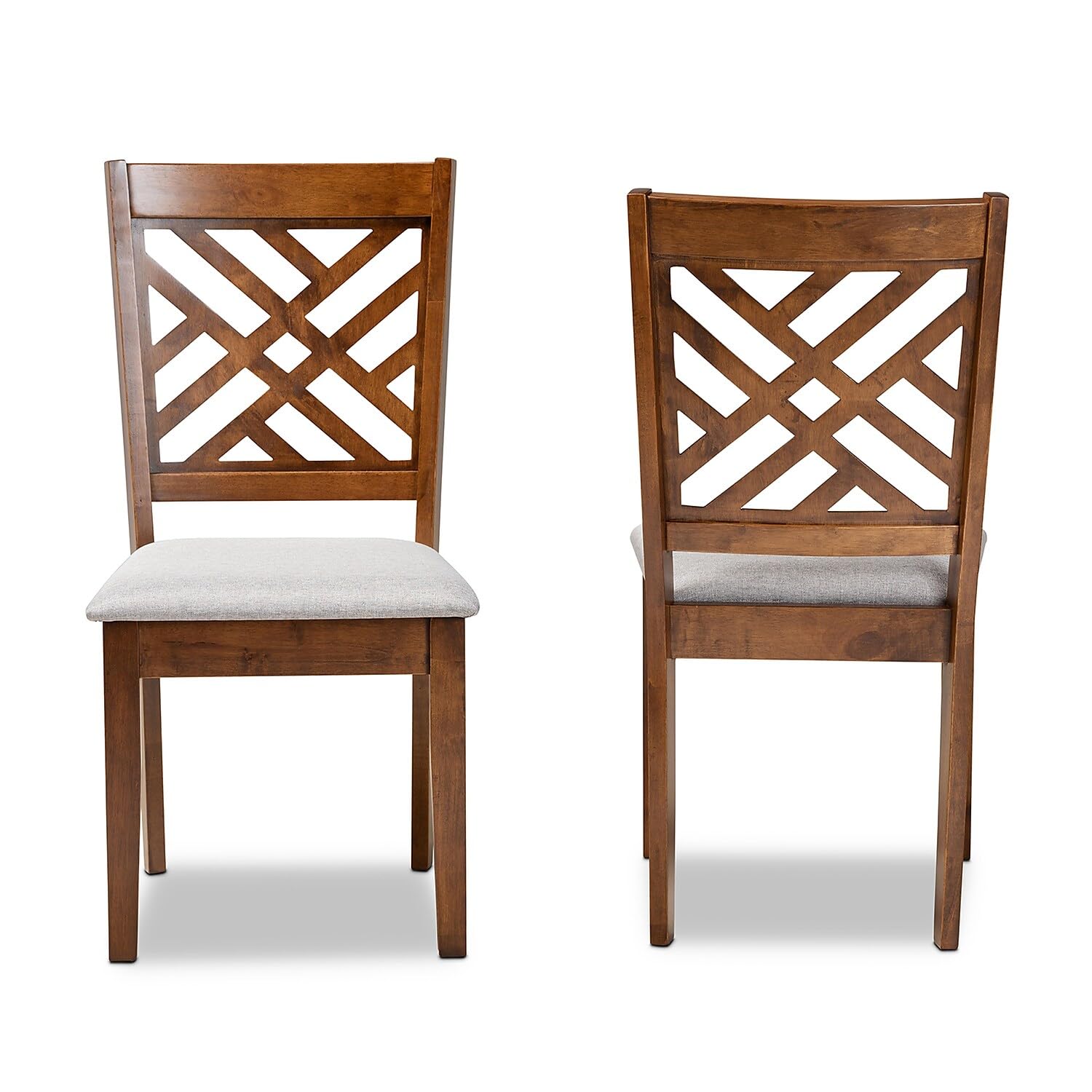 Baxton Studio Caron Modern and Contemporary Grey Fabric Upholstered and Walnut Brown Finished Wood 2-Piece Dining Chair Set