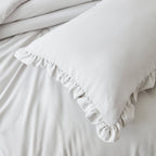 Chezmoi Collection Nora 2-Piece Ruffled Edge Trim Soft Washed Microfiber Comforter Set (Twin, Light Gray)