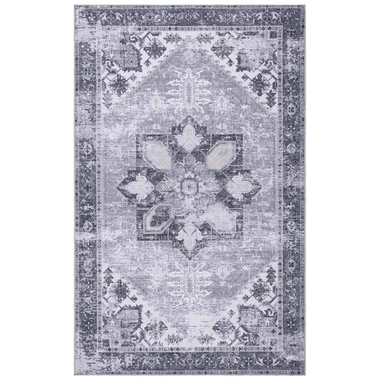 SAFAVIEH Tucson Collection Area Rug - 8 x 10, Dark Sage & Ivory, Persian Design, Non-Shedding Machine Washable & Slip Resistan
