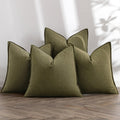 Miulee Olive Green Linen Pillow Covers Pack Of 4 Decorative Natural Solid Throw Pillow Covers Soft Accent Boho Farmhouse Couch P