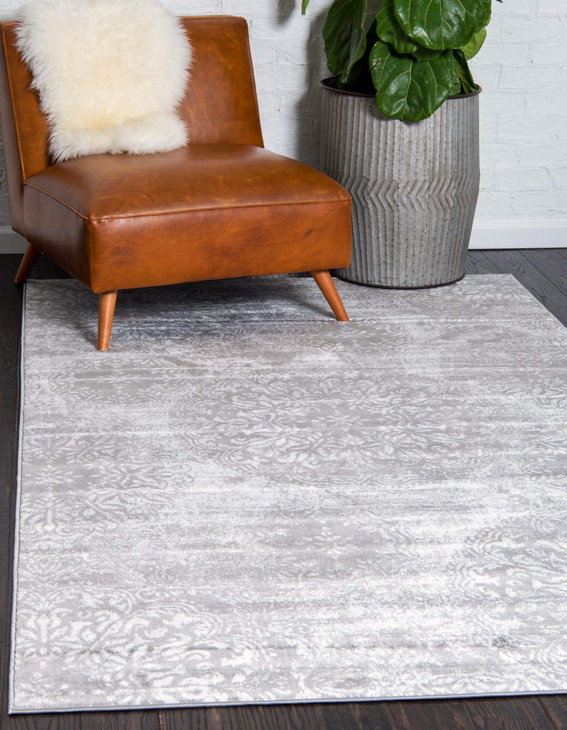 Unique Loom Sofia Collection Area Rug - Grand (5 3 x 8 Rectangle, Gray/ Ivory)