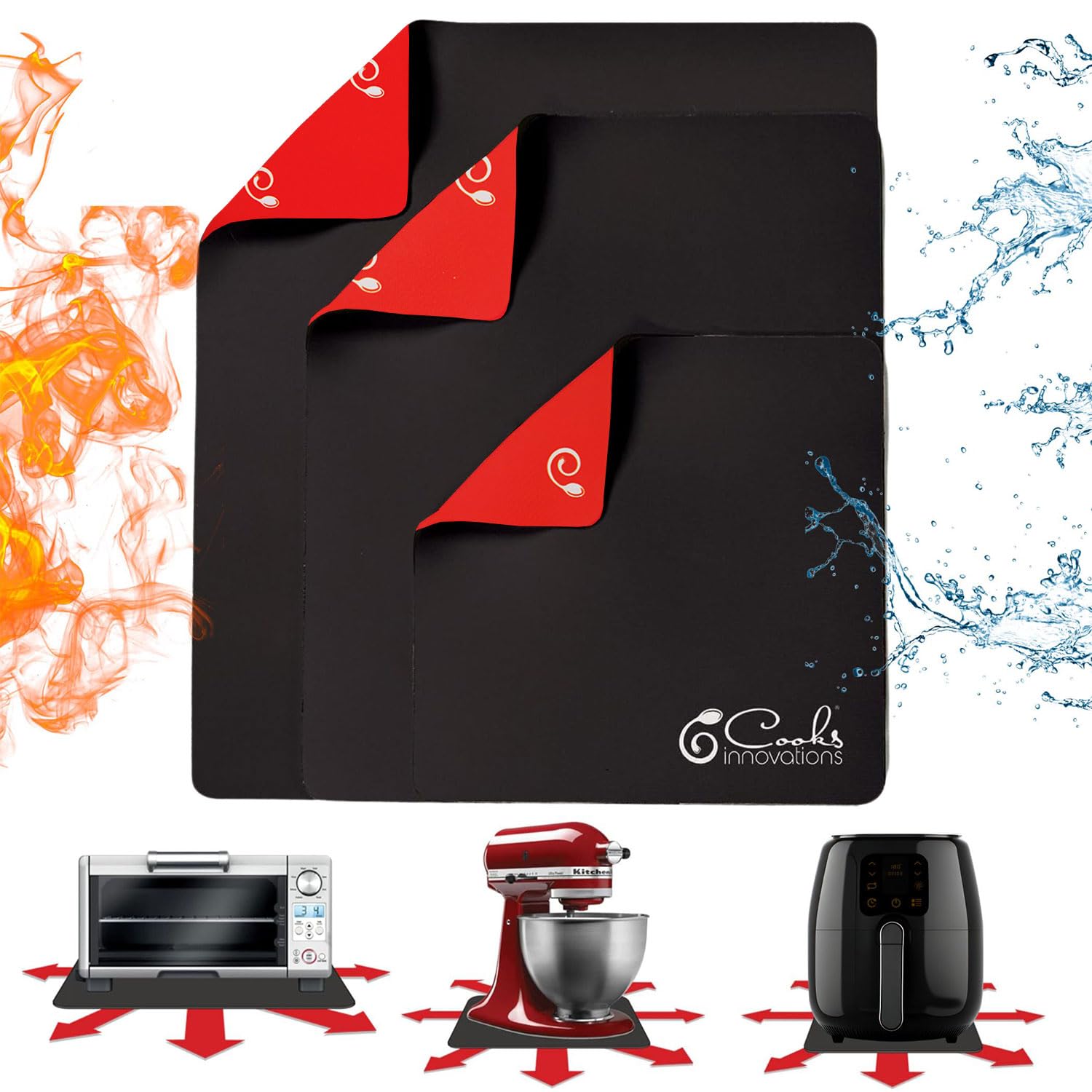 3 Pack Heat Resistant Mats for Countertop, Air Fryer Heat Pad Protector, Appliance Sliders for Kitchen, Sliding Function for Air