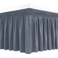 Biscaynebay Wrap Around Bed Skirts For King & Cal King Beds 17' Long Drop, Dark Grey Adjustable Elastic Dust Ruffles Easy Fit W