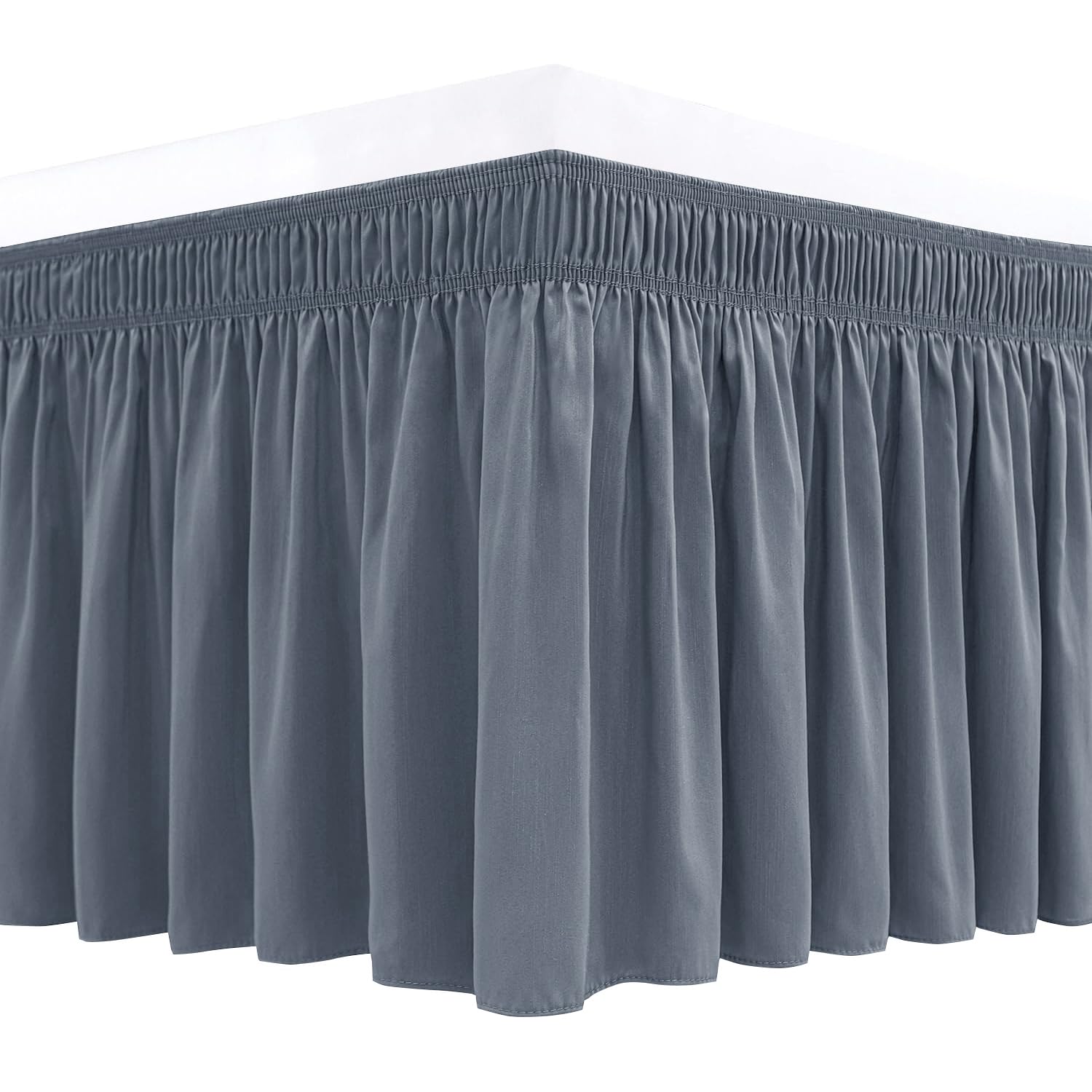 Biscaynebay Wrap Around Bed Skirts For King & Cal King Beds 17' Long Drop, Dark Grey Adjustable Elastic Dust Ruffles Easy Fit W