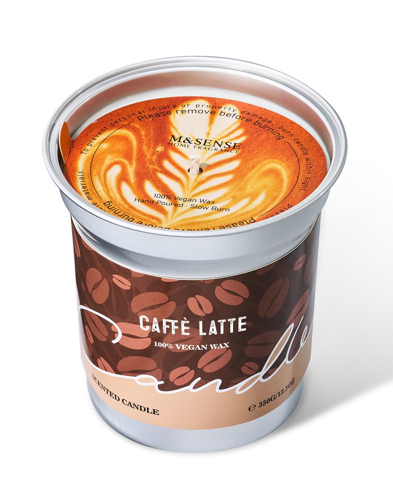 M&SENSE Coffee Latte Scented Soy Candle - Vegan, Heavy Scented, Natural Aromatherapy Candles for Stress Relief, 12.7oz 73-Hour B