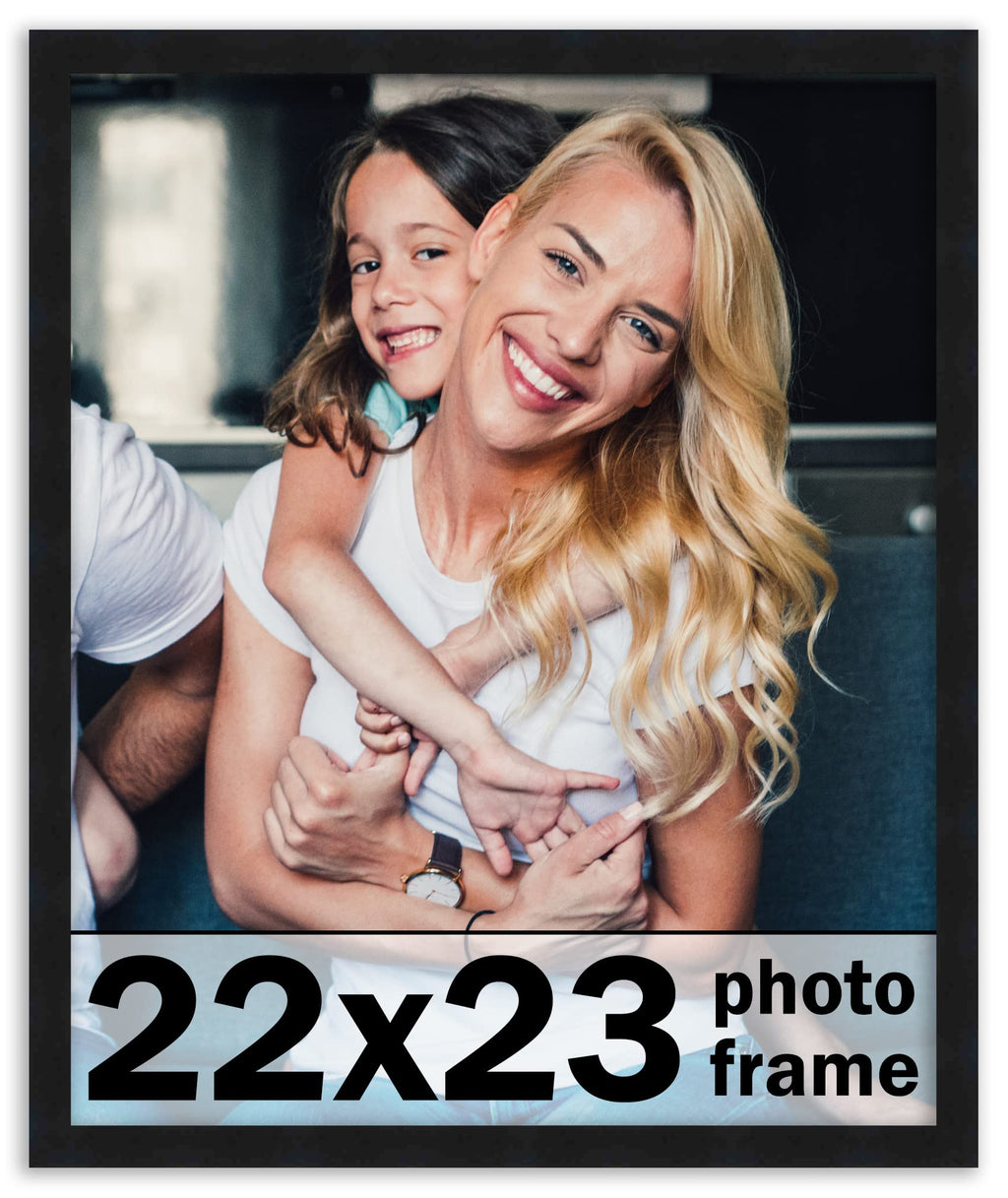 22x23 Frame Black Picture Frame - Complete Modern Photo Frame Includes UV Acrylic Shatter Guard Front, Acid Free Foam Backing Bo
