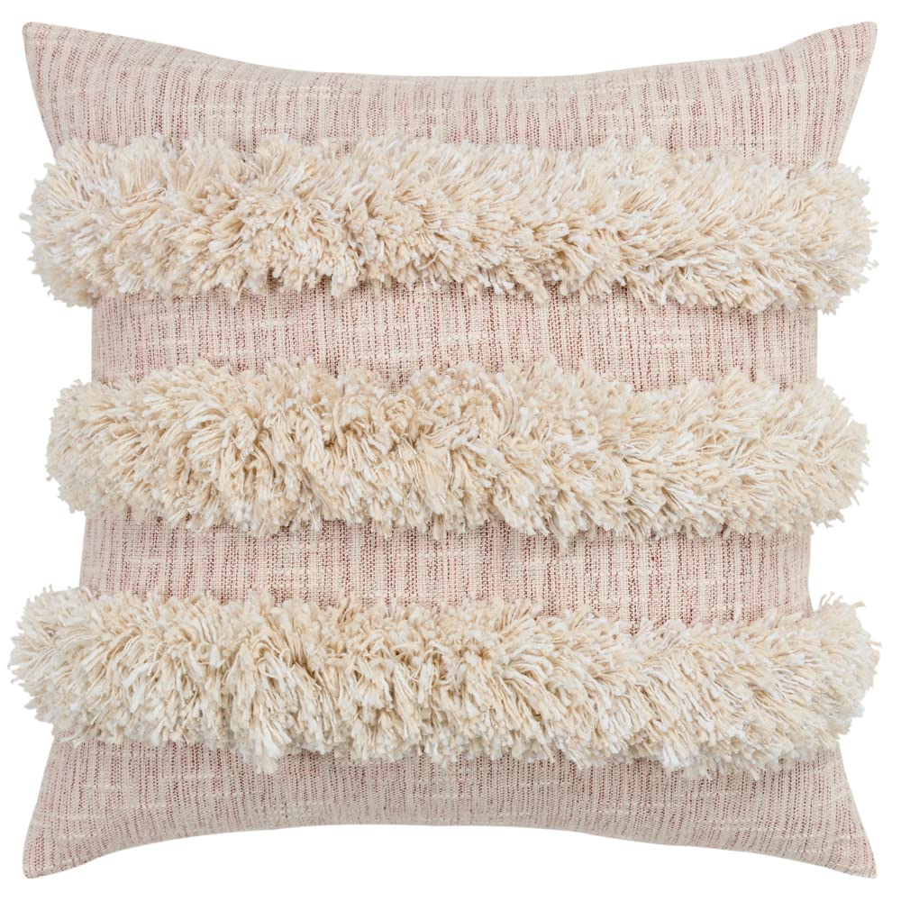 Rizzy Home Donny Osmond Stripe 20" X 20" Cotton Pillow Cover In Cream And Blush