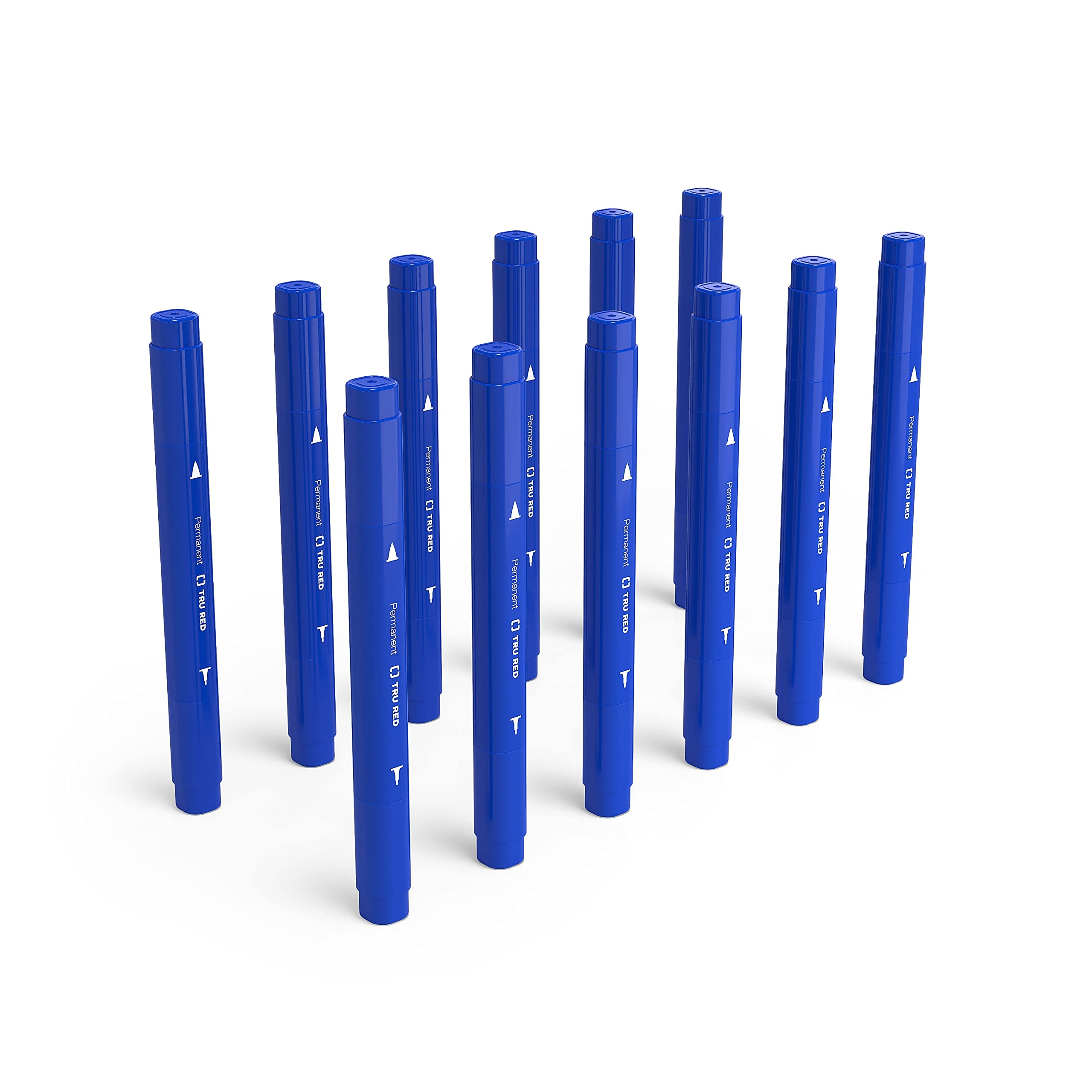 Tru Red Pen Permanent Marker, Twin Tip, Blue, Dozen (Tr57831)
