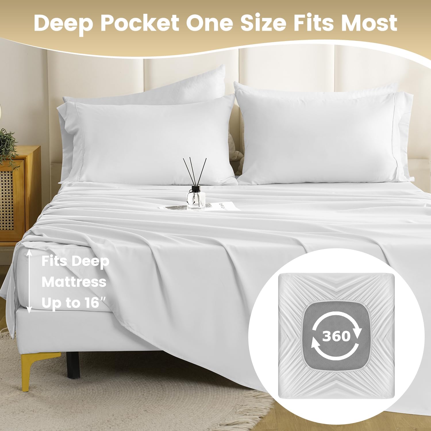 Cozysmile Full Sheet Set - 4 Piece Silky Soft Breathable Bed Sheet & Pillowcase Set, 16'' Deep Pocket Hotel Luxury Wrinkle Free