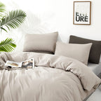 Clothknow Beige Coffee Full Comforter Set 3Pcs Khaki Bedding Comforter Sets Oatmeal Comforter Full Size Soft Cream Coffee Full S