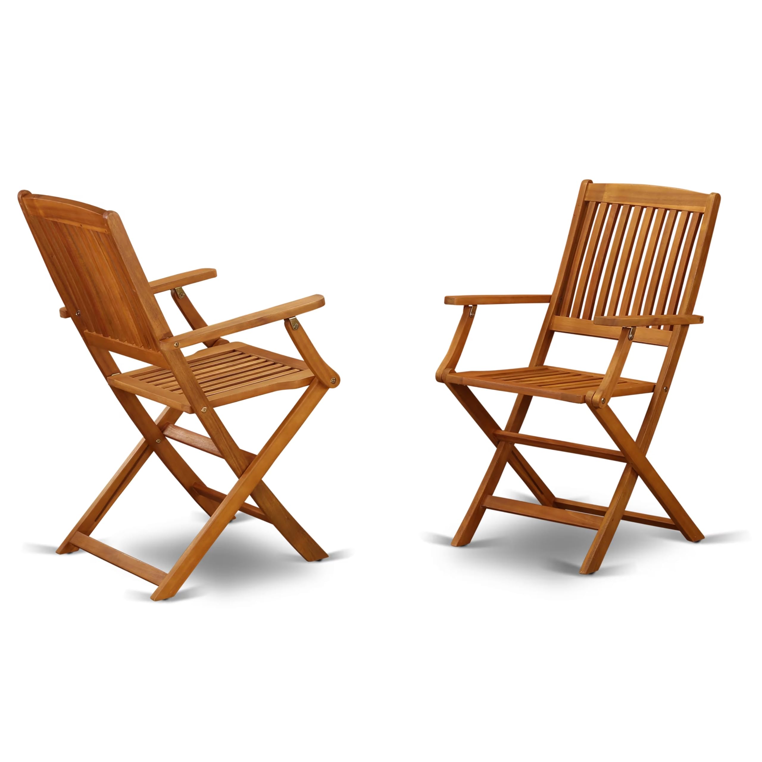 East West Furniture Dicm7Cana Diboll 7 Piece Patio Garden Set Consist Of An Oval Outdoor Acacia Wood Dining Table And 6 Folding Arm Chairs, 36X60 Inch, Natural Oil
