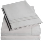 1500 Supreme Collection Twin Sheet Sets Light Gray Silver - 3 Piece Bed Sheets And Pillowcase Set For Twin Mattress - Extra Soft