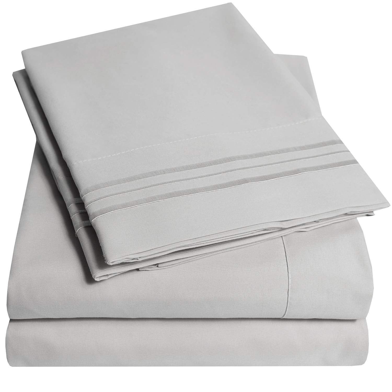 1500 Supreme Collection Twin Sheet Sets Light Gray Silver - 3 Piece Bed Sheets And Pillowcase Set For Twin Mattress - Extra Soft