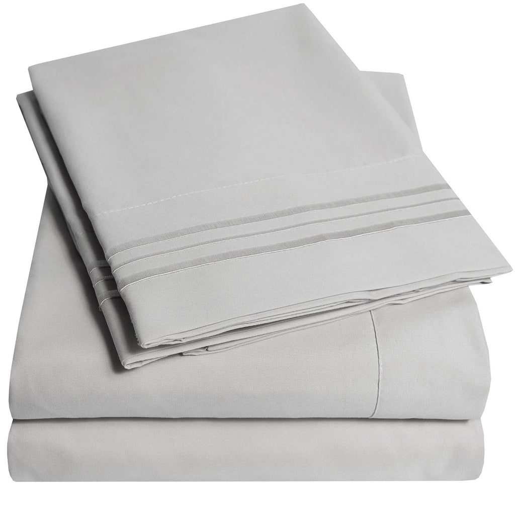 1500 Supreme Collection Full Sheet Sets Light Gray Silver - Luxury Hotel Bed Sheets And Pillowcase Set For Full Mattress - Extra