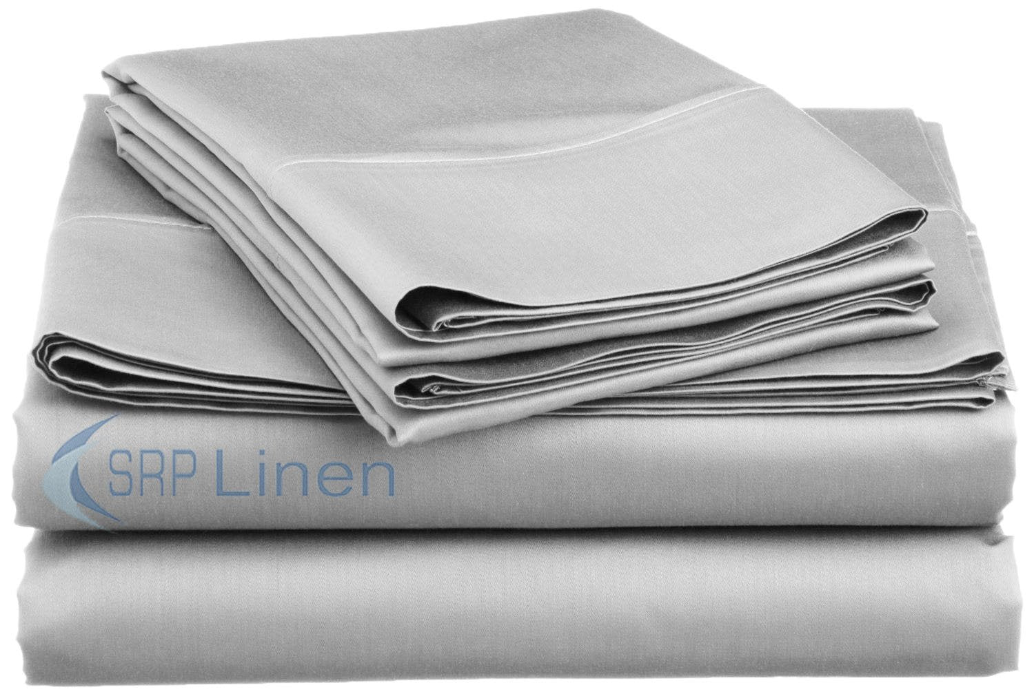 Srp Linen Egyptian Cotton Sateen 600-Thread-Count 24' Extra Deep Pocket Sheet Set Solid Size: King, Color: Silver