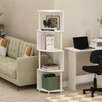 Furinno Econ 4-Tier Zigzag Corner Shelf Bookcase, Bookshelf, White/White
