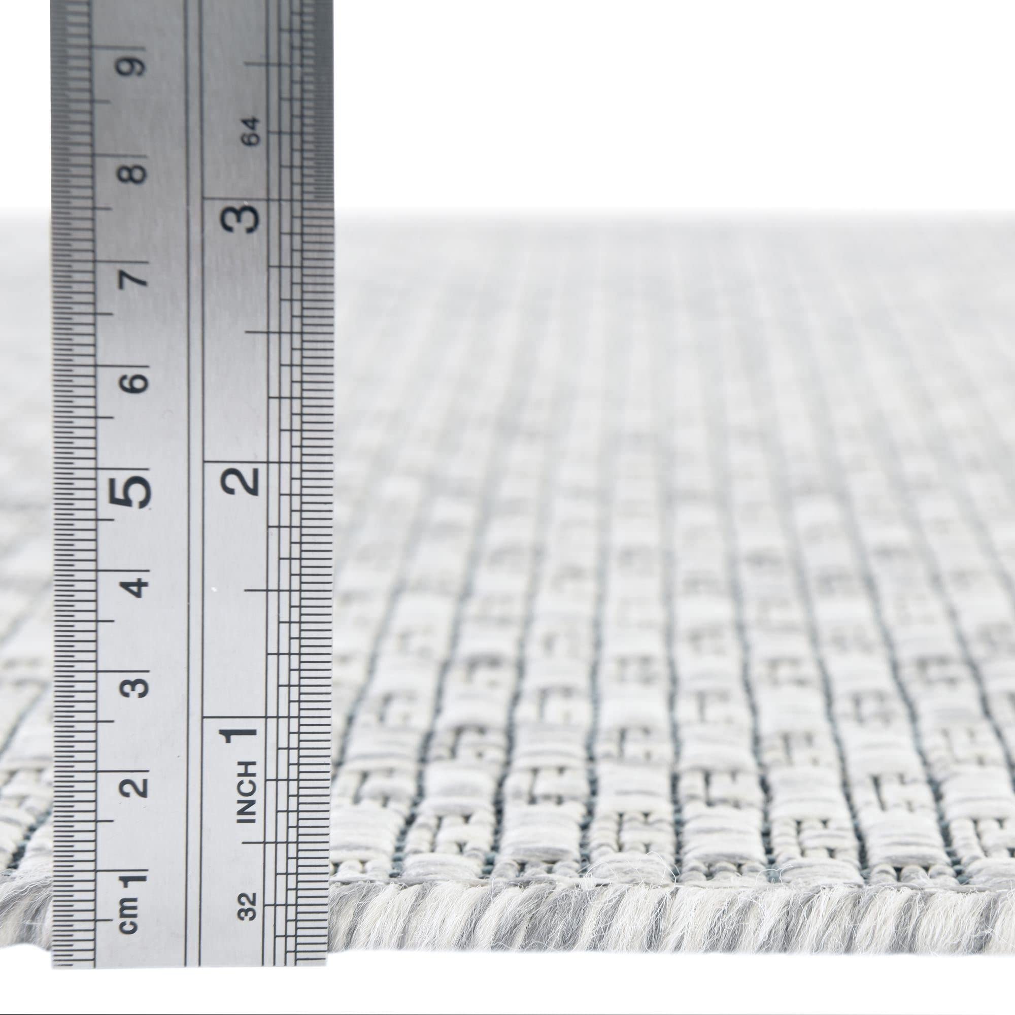 Unique Loom Collection Casual Transitional Solid Heathered Indoor/Outdoor Flatweave Area Rug (13' Round, Light Gray/Ivory)