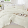 Litanika Oversized King Comforters Ivory Super King Plus Size, 3 Pieces Lightweight Solid Bedding Comforter Set, All Season Fluf