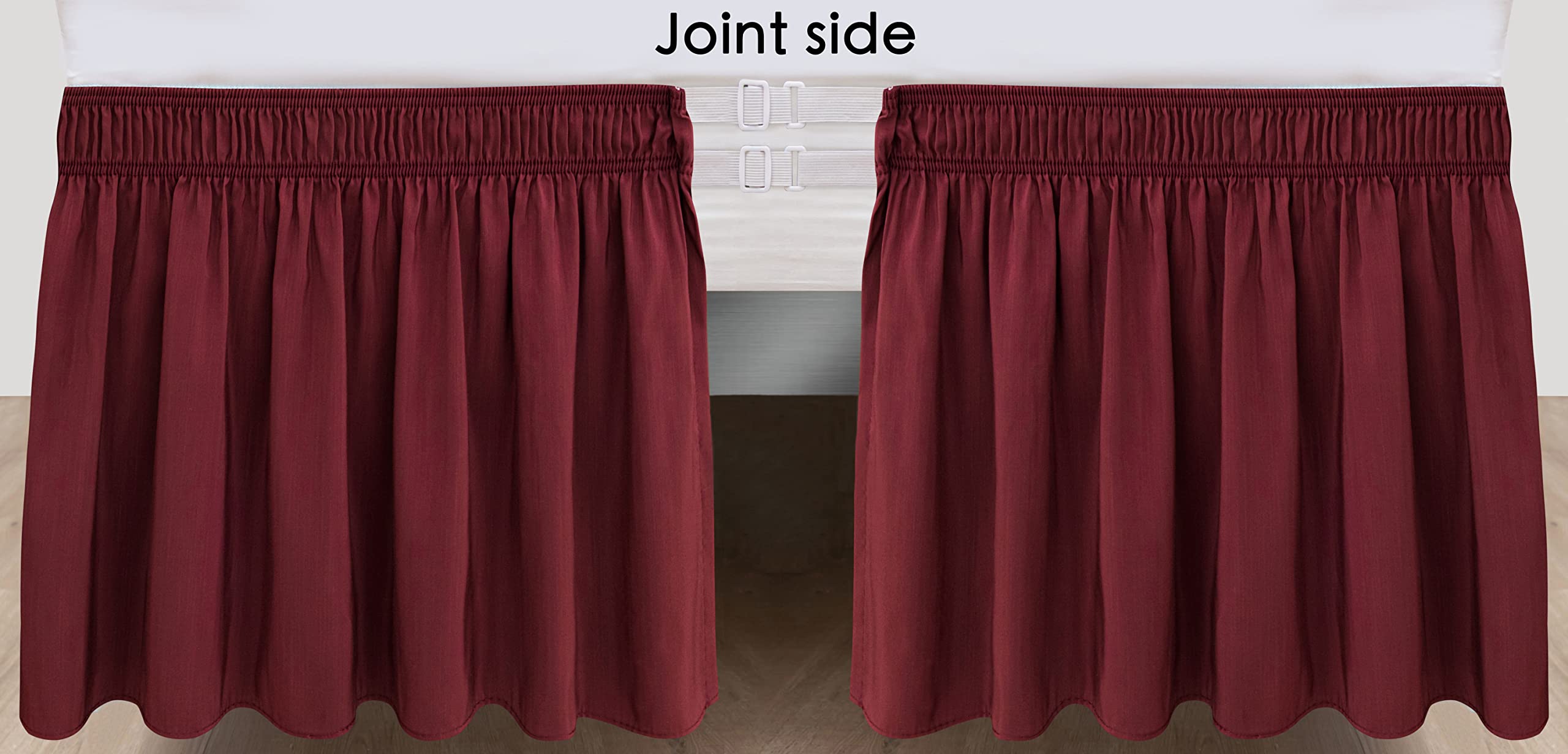 Biscaynebay Wrap Around Bed Skirt King 14" Drop Burgundy Elastic Polyester FLORABS1424