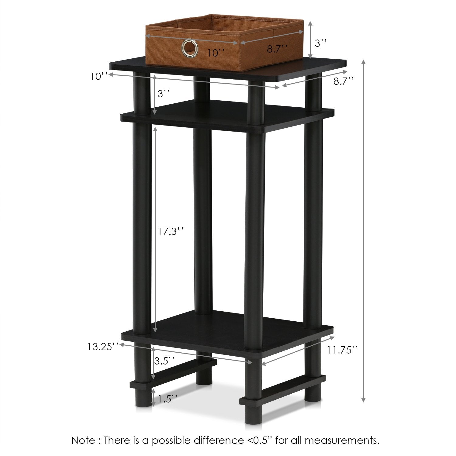 Furinno Turn-N-Tube End Table, 2-Pack, Espresso