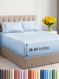 Extra Deep Pocket King Sheets - 4 Piece Breathable & Cooling Bed Sheets - Hotel Luxury Bed Sheet Set - Soft, Wrinkle Free & Comfy - Easily Fits Extra Deep Mattresses - Deep Pocket Sky Blue Sheets Set