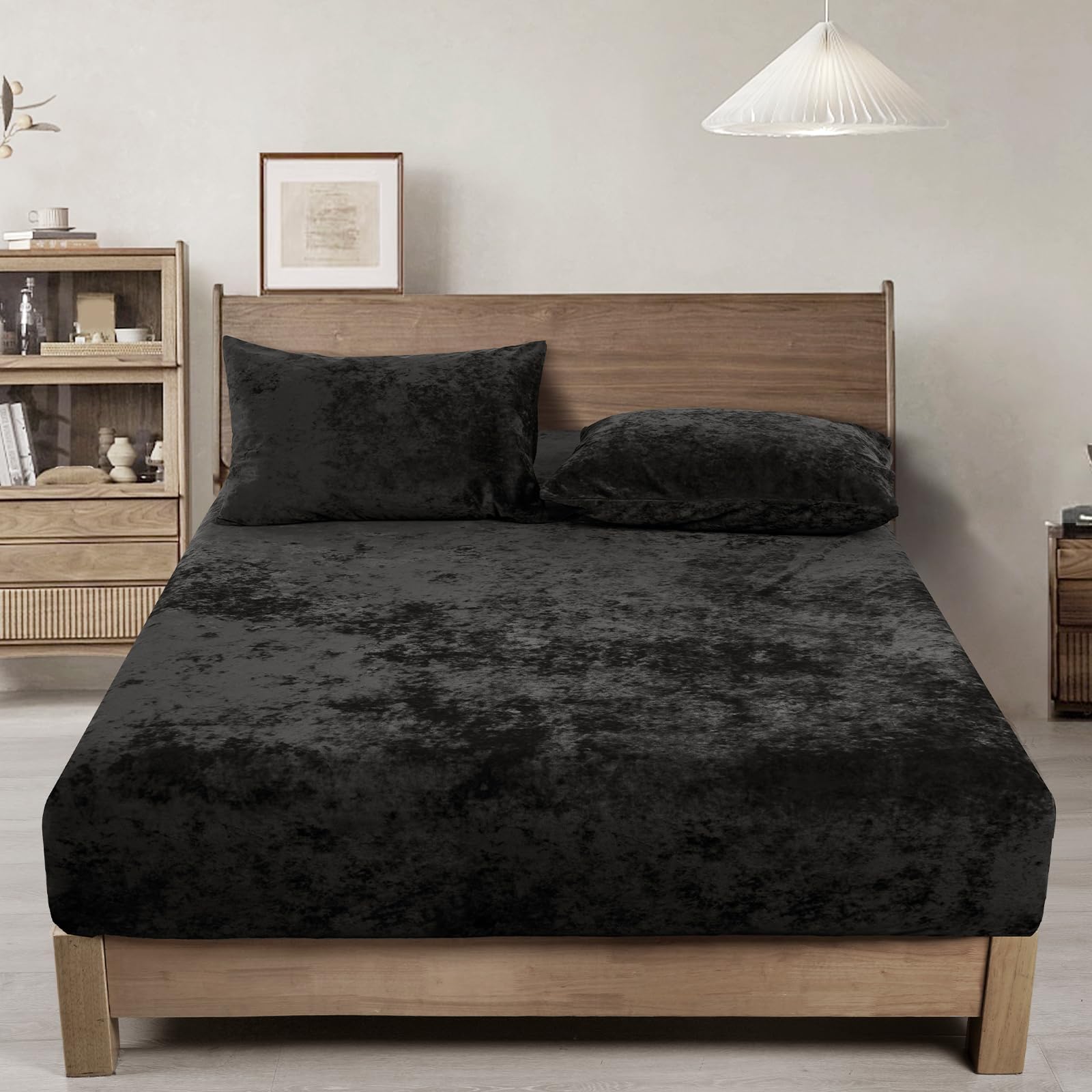 Phf Truly Velvet Fitted Sheet Only King Size, Luxury Super Soft Cozy Comfy Flannel Bottom Sheet With 15 ' Deep Pocket,Suitable