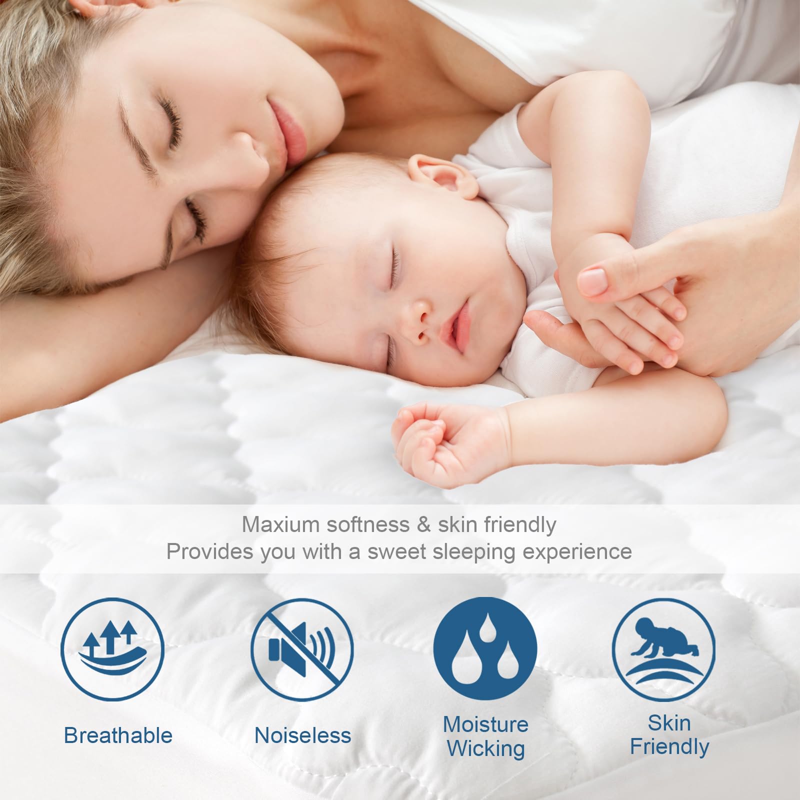 2 Pack Twin Extra Long (Xl) Mattress Protector Pad Waterproof Quilted, Breathable & Cooling Twin Xl Mattress Topper Cover Fitted