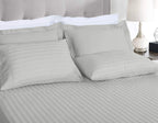 Threadmill 500 Thread Count Full-Size Damask Stripe, 4 Pc Luxury Cotton Sheet Set, Breathable Light Grey Sheets With 16'' Elasti