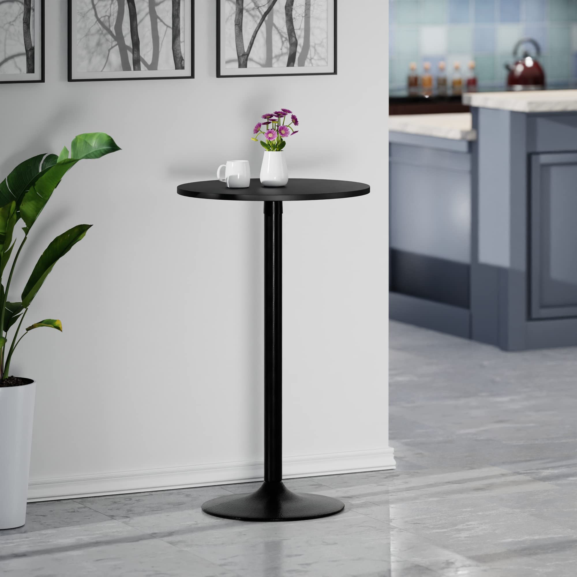Winsome Obsidian Pub Table Round Black Mdf Top with Black Leg And Base - 23.7-Inch Top, 39.76-Inch Height, Pack of 1